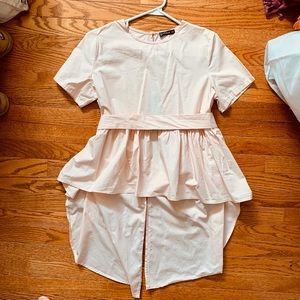 Pink Peplum Hi Lo Top